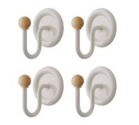 Eclove 4 Piezas Ganchos Autoadhesivos para Toallas Sin Taladrar - Redondos con Vetas de Madera, Multifunción para Baño (Albornoz), Cocina & Toalleros de Pared