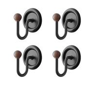 Eclove 4 Piezas Ganchos Autoadhesivos para Toallas Sin Taladrar - Redondos con Vetas de Madera, Multifunción para Baño (Albornoz), Cocina & Toalleros de Pared