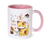 Eclove Taza de Gato y Música, Taza de Cerámica 300ml con Notas Musicales y Diseño de Gatito, para Café y Té, Regalo Divertido para Amantes de los Gatos y Músicos, Navidad y Cumpleaños