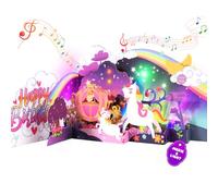 Ecloverlife Tarjeta de cumpleaños musical de unicornio 3D para primer cumpleaños