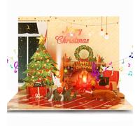 Ecloverlife Tarjetas musicales de Navidad, tarjetas de Navidad emergentes (chimenea roja)
