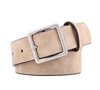 EcLusE Cinturón de cuero vintage,Cinturones vaqueros de ajuste para mujer,Cinturón casual con hebilla de aleación, Beige