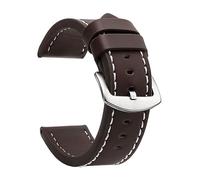 EcLusE Correa de reloj con hebilla de acero inoxidable y cuero vintage, correa de repuesto de liberación rápida para hombres y mujeres, Marrón oscuro Blanco S, 24mm