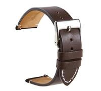 EcLusE Correa de reloj de cuero de becerro de liberación rápida Correas de reloj de cuero mate suave,Marrón oscuro,24mm