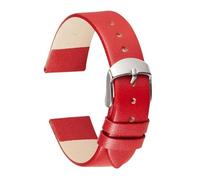 EcLusE Correa de reloj de cuero genuino de becerro suave Correas de muñeca para mujer Correa de reloj delgada para mujer,Rojo,16mm