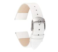 EcLusE Correa de reloj de cuero genuino de becerro suave Correas de muñeca para mujer Correa de reloj delgada para mujer,Blanco,14mm