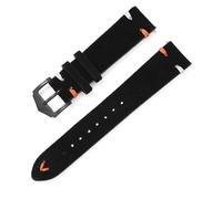 EcLusE Correa de reloj de piel de ante, correa de repuesto vintage, correas de reloj con costura hecha a mano,Negro,22mm