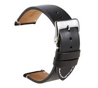 EcLusE Correas de reloj de cuero de becerro de liberación rápida Correa de reloj de pulsera de cuero ultrafina mate Correas de reloj,Negro,22mm
