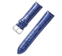 EcLusE Correas de reloj de cuero de becerro patentado con cristales para hombres y mujeres Correa de reloj de piel de hielo Accesorios para reloj,Azul,16mm
