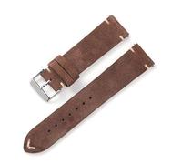 EcLusE Correas de reloj de cuero de gamuza suave Pulsera de liberación rápida Correa de reloj de piel de vaca Pulseras universales,Marrón oscuro,22mm