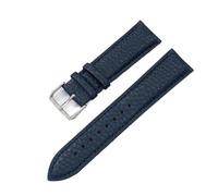 EcLusE Correas de reloj de cuero en relieve Correa de reloj Hebilla de acero inoxidable Pulseras de cuero para cinturón,Azul,18mm