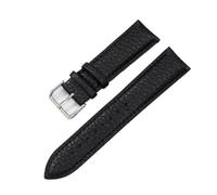 EcLusE Correas de reloj de cuero en relieve Correa de reloj Hebilla de acero inoxidable Pulseras de cuero para cinturón,Negro,16mm