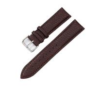 EcLusE Correas de reloj de cuero en relieve Correa de reloj Hebilla de acero inoxidable Pulseras de cuero para cinturón,Marrón oscuro,14mm