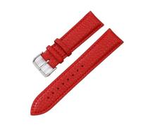 EcLusE Correas de reloj de cuero en relieve Correa de reloj Hebilla de acero inoxidable Pulseras de cuero para cinturón,Rojo,14mm