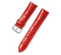 EcLusE Correas de reloj de piel de becerro Correa con patrón de bambú Accesorios de reloj Correa de reloj de cuero genuino para hombres y mujeres,Rojo,12mm