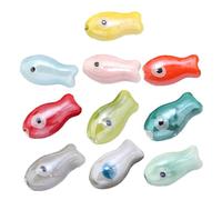 ECMQS 10 abalorios de cerámica pintados a mano, cuentas espaciadoras sueltas coloridas para pulseras, cadenas telefónicas, accesorios de joyería, pequeñas cuentas espaciadoras de peces retro