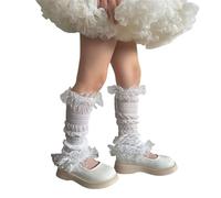 ECMQS Calentadores de pierna de moda para con ribete decorativo, Blanco