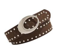 ECMQS Cinturón de mezclilla punk rock para mujer con dije grabado tachonado | Correa de cintura ajustable de piel sintética con hebillas de metal para jeans de mujer, dije grabado con tachuelas