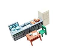 ECMQS Coleccionista Cocina Miniatura Set Display | armario, mostrador, lavabo, mesa, silla, muebles para casas pequeñas, fingió, pantalla, estilo