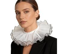 ECMQS Collar desmontable de moda estilo victoriano, collarín isabelino, corbata decorativa para mujer, evento formal, accesorio de boda, Blanco 1, Talla única