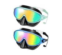 ECMQS De 2 gafas de natación para niños con lente transparente suave | Panoramic View - Sello de silicona suave a prueba de fugas con puente nasal antideslizante para niños y niñas para niños de 3