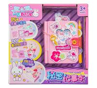 ECMQS Diario secreto cuaderno de juguete con accesorios de manualidades | Accesorios para manualidades con materiales hechos a mano para expresión creativa, diseño de dibujos animados y protección de