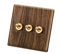 ECMQS Interruptor de lámpara de pared para una mesa de noche única, tres | Palanca de latón para lámpara de pared antigua, interruptor basculante con placa de montaje en pared de plástico