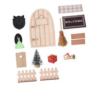 ECMQS Juego de casas de muñecas en miniatura, decoración navideña, enanos y puerta de hadas para vacaciones, decoración de mesa, casas de muñecas, miniatura, juego de gnomos de puerta de hadas
