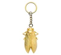 ECMQS Llavero con colgante de cigarra de metal, Dorado-color, Talla única