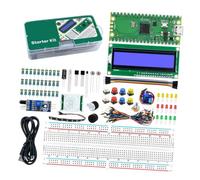ECMQS Paquete de inicio de programación integrada con placa RP2040 | Módulo LCD1602, pieza servo, detector PIR, configuración de tabla de pan, piezas de cableado para entrenamiento de