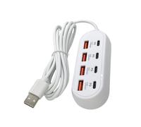 ECMQS Power Hubs - Cable alargador con 4 puertos USB y 4 puertos de carga tipo C para dispositivos electrónicos con concentradores USB integrados