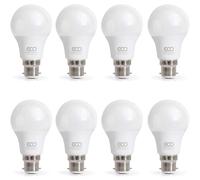 ECO Bombilla LED de bajo consumo de bayoneta B22 equivalente a 75 W, LED de bajo consumo de 9,5 W, 1055 lúmenes, blanco cálido 3000 K, no regulable, 15.000 horas de vida útil (paquete de 8 bombillas)