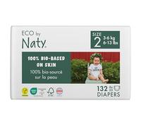 Eco by Naty Pañales Bebé - Pañales ecológicos a base de plantas, ideales para la piel sensible del bebé y ayuda a evitar las fugas (Talla 2, 132 unidades)