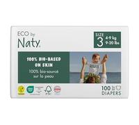 Eco by Naty Pañales Bebé - Pañales ecológicos a base de plantas, ideales para la piel sensible del bebé y ayuda a evitar las fugas (Talla 3, 100 unidades)
