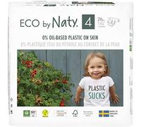 Eco by Naty Pañales, Talla/Tamaño 4, 26 unidades, 7-18 kg, Pañal ecológico Premium hecho a base de fibras vegetales. 0% plásticos derivados del petróleo en contacto con la piel