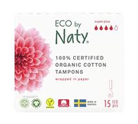 Eco by Naty Tampones sin Aplicador Super Plus - Tampones de Base Vegetal y Absorbentes para la Mujer, Producto Menstrual de Algodón Ecológico, Mejor para la Salud Femenina (15 unidades)