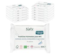 Eco By Naty Toallitas Desechables en el Inodoro para Bebé, Es (12 Paquetes de 42), Toallitas Húmedas Compostables Hechas a Base de Fibras Vegetales. 0% Plástico, Sin Sustancias Nocivas, White, 504 Unidades