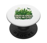 Eco Conscious City Nature Graphic- Verde las calles PopSockets PopGrip Adhesivo