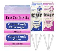 Eco Craft Stix Paquete de 2 hilos de azúcar con 100 conos de algodón de azúcar