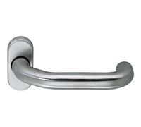 ECO D 116 - Pomo para puerta (pasador de puerta) en roseta ovalada, mango de puerta con muelle de retención para puertas de seguridad contra incendios, acero inoxidable mate