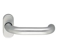 ECO D 116 - Pomo para puerta (pasador de puerta) en roseta ovalada, mango de puerta con muelle de retención para puertas de seguridad contra incendios, aluminio anodizado plateado