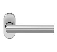 ECO D 310 FS - Manilla para puerta (puerta de entrada) en roseta ovalada, mango de puerta para puertas de seguridad contra incendios, acero inoxidable mate