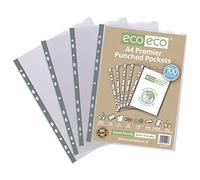 eco-eco A4 100% Reciclada Bolsa 100 Premier Multi Bolsillos Perforados