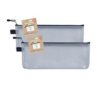 Eco-Eco Bolsa Larga 95% reciclada súper Fuerte, Bolsa Impermeable de Malla Tuff, Estuche Reforzado con Cierre de Cremallera Negro 33 x 12,7 cm, 13 x 8 Pulgadas, Paquete de 2, eco123 x 2