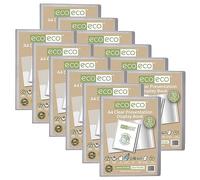 eco-eco - Carpeta de presentación transparente de tamaño A4, 50% reciclado, 10 bolsillos, carpeta de almacenamiento con fundas de plástico, paquete de 12, eco125 x 12 pulgadas