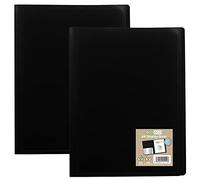 eco-eco Carpeta tipo portafolios A4 100% reciclada con 60 bolsillos, cubierta flexible, color negro, 2 unidades, eco114 x 2