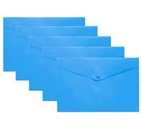 eco-eco Cartera A5 50% reciclada transparente con botones a presión, carpetas de plástico (paquete de 5), azul, eco075BLUE