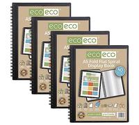 eco-eco - Cuaderno de espiral (A5, 50% reciclado, 40 fundas, 4 unidades), color verde