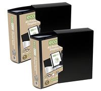 eco-eco - Cuaderno de presentación (tamaño A5, 50% reciclado, 100 bolsillos, color negro, estuche de almacenamiento, cartera de arte con fundas de plástico con caja de presentación )