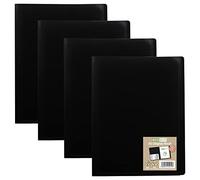 eco-eco Eco015x4 - Carpeta de documentos (A5, 100% reciclado, 20 bolsillos, tapa flexible, color negro